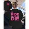 Women's "RIDE OR DIE" Front & Back Print Casual Short Sleeve Crew Neck Comfort Tee