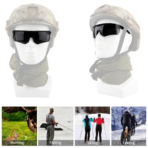 Lunettes Tactiques FOCUHUNTER, Lunettes de Soleil Airsoft Résistantes aux Chocs, Lunettes de Tir, 3 Verres Interchangeables, Anti-Buée, Protection UV400, Épaisseur du Verre 2mm