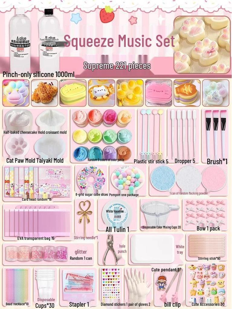 DIY Silicone Mold Stress Relief Toy Set: Music-Inspired Handmade Pinch Mud for Girls