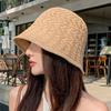 1pc Summer Beach Korean Straw Hat for Women Visor Bucket Hat Hand Weaving Panama Fishing Thin Breathable Chapeau Sun Hats