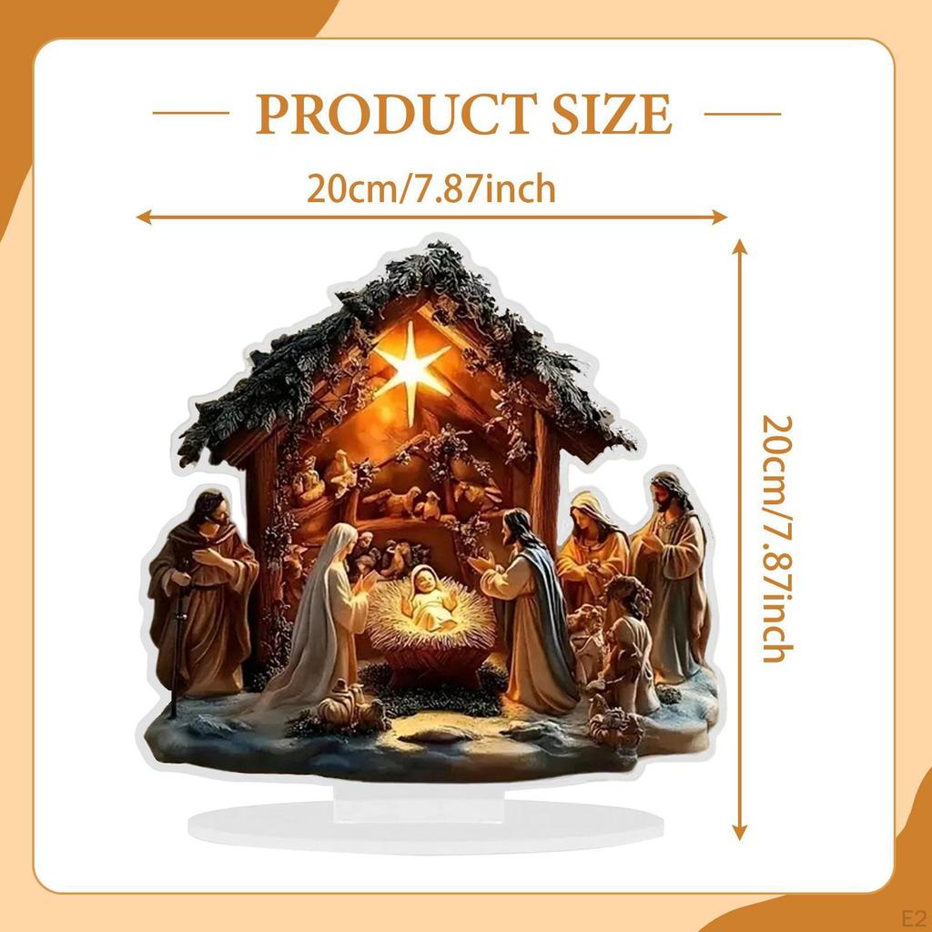 2D Flaches Weihnachtskrippenschild, Tischornament Sammlerstück Religiöses Geschenk Zuhause Heilige Familie