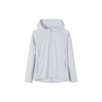 Running Series Solid Color Logo Print Hooded Zipper Woven Jacket Women Jackets Gray 162235602-1