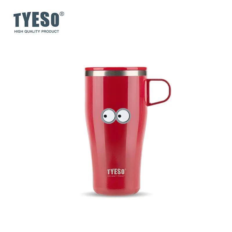 Tyeso 500ML Thermoses Insulated Coffee with Handle Portable Thermal Travel Mug for Hot Cold Drinks Outdoor Vacuum Office Home with Eye Sticker