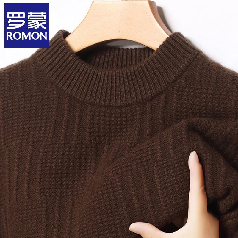 Romon Men s 100% Pure Wool Round Neck Thick Sweater 3XL
