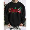 Men's Loose Fit Casual Crew Neck Sweatshirt With "Merry Christmas" Heat-Transfer Print For Autumn Winter.