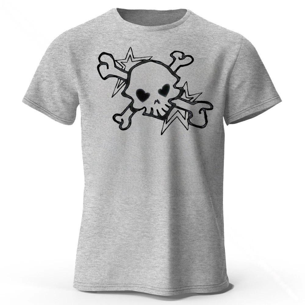Summer Men's Cotton Top 2yk Sweetheart Skull Printed Short Sleeve Soft Large Loose Fashion Casual T-shirt
