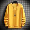 Men's Autumn And Winter Trendy Simple Solid Color Round Neck Loose Casual Long Sleeved Shirt