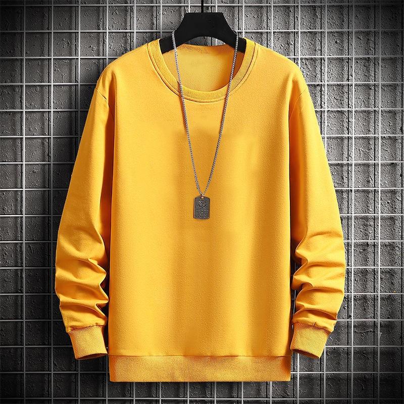 Men's Autumn And Winter Trendy Simple Solid Color Round Neck Loose Casual Long Sleeved Shirt