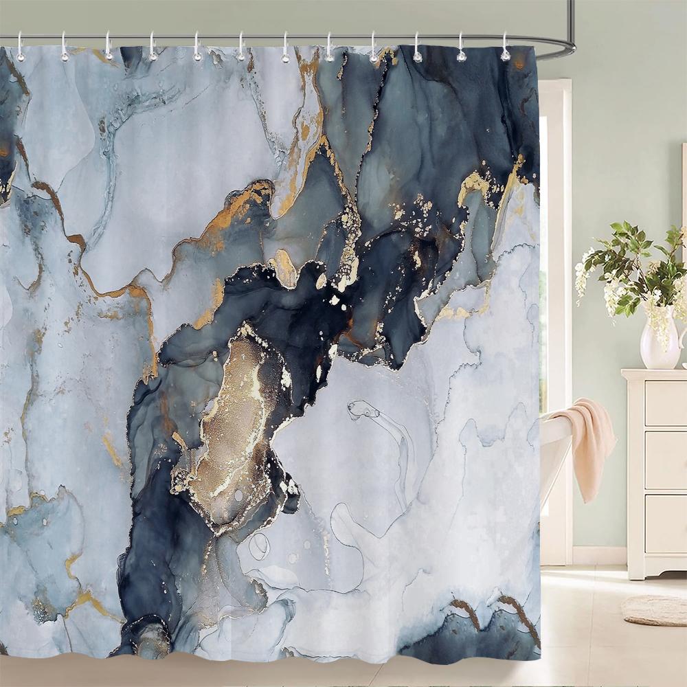 

Abstract Marble Pattern Shower Curtains Waterproof Fabric Bath Curtains For Bathroom Bathtub Large Wide Bathing Cover With Hook W60H190(CM)-1 Pcs
