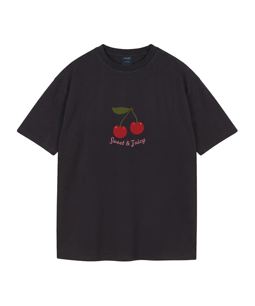 WILDROCK Juicy Cherry Pigment Oversized Short Sleeve T-Shirt (Cropped) (Type B)