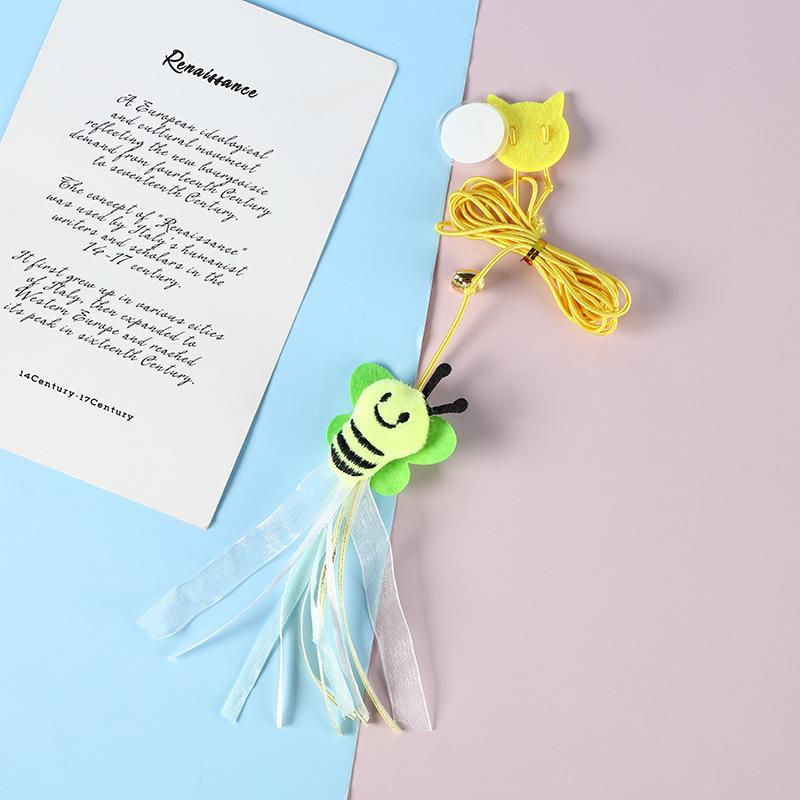 Cat Door Teaser: Bite-Resistant Elastic Rope with Sounding Mouse & Feather