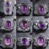Luxus Vintage Ring Natürliche Amethyst Ringe S925 Silber Schmuck Hochzeitsjubiläum Party Ring Geschenke für Frauen