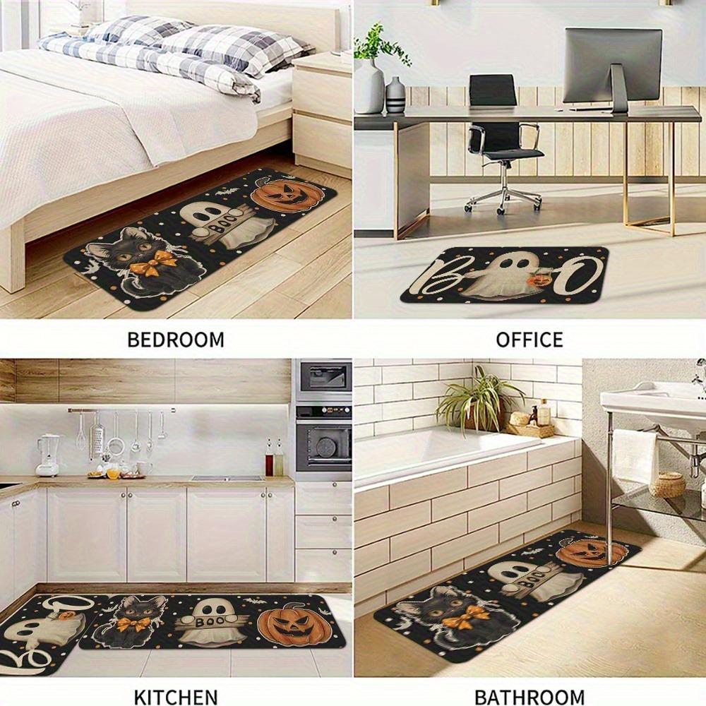 1PC Halloween skull Kitchen Rug Non-Slip Door Mat Pop design Bathroom Rug Bath Mat Carpet for Home Sink Laundry Decor