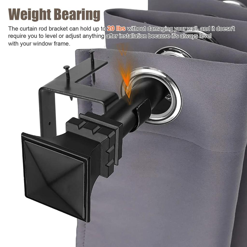 2x Curtain Pole Brackets No Drill Curtain Rod Holder Into Wooden Window Frame