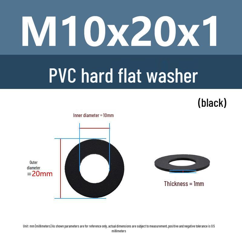Yigu Black Nylon PVC Sealing Washer M4/M5: Thick, Insulating Plastic for Screws