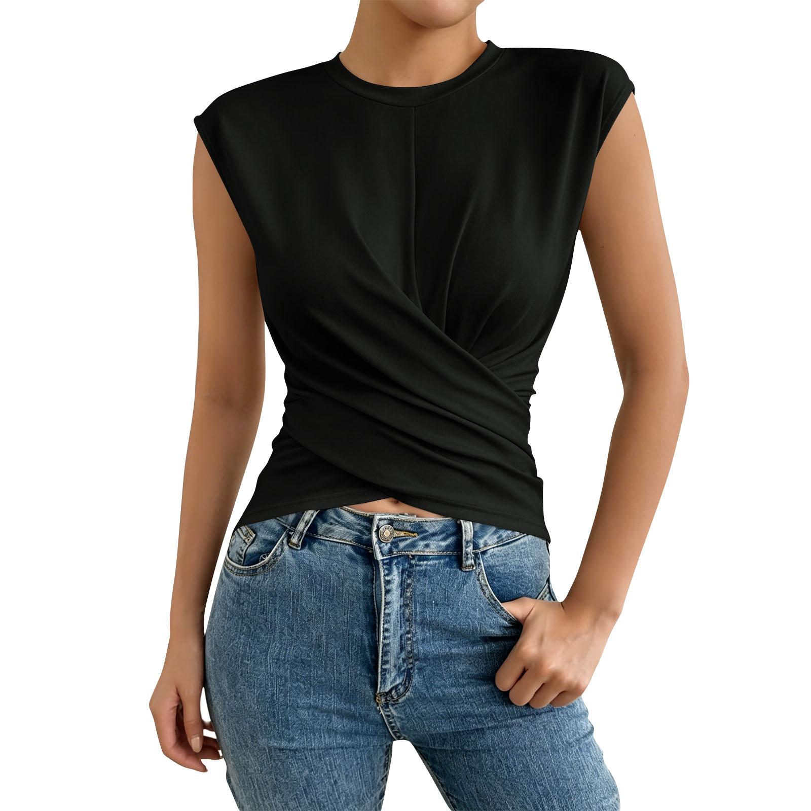 

Women s Stylish & Slimming Versatile Cropped Top With Cross-Lace Hem L чёрный