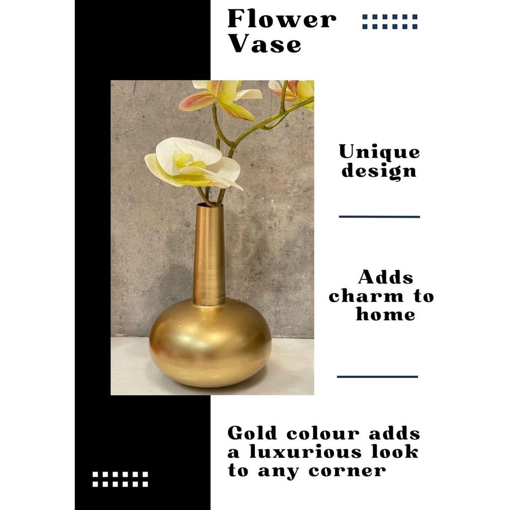 Metall-Blumenvase für Heimdekoration | Wohnzimmer Vintage-Dekor Antik (17 x 17 x 21 cm) (Glänzendes Gold)