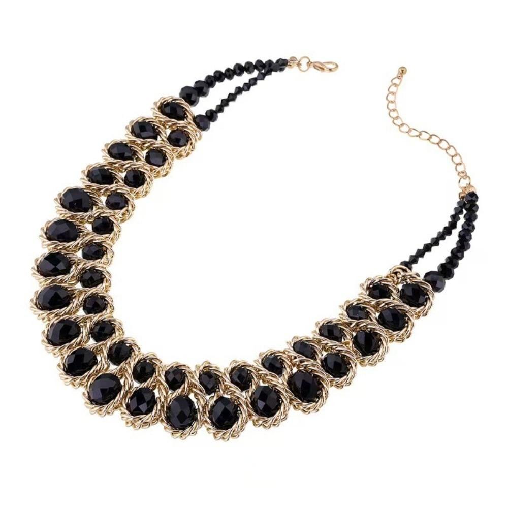 Vintage Choker Necklace Colorful Glasses Stone Necklace Fashion Crystal Necklace for Women