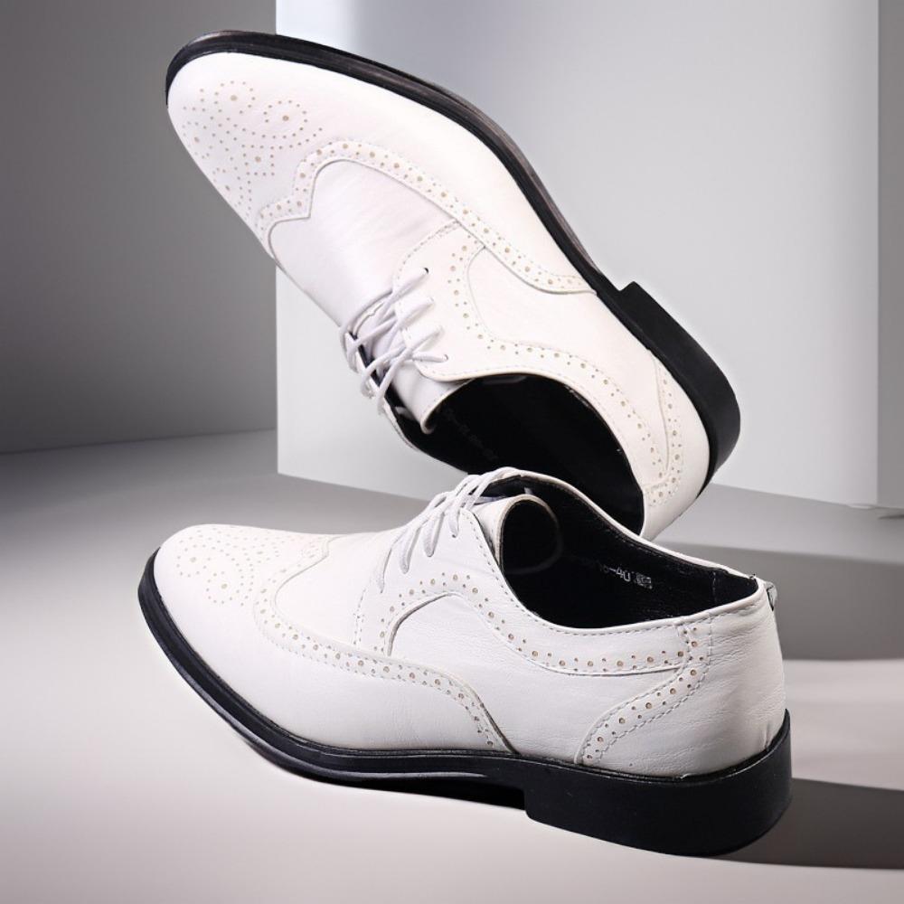 Mens Leather Shoes Brogue British Style Casual Business Formal Big Size Wedding Groom Photography Shoes