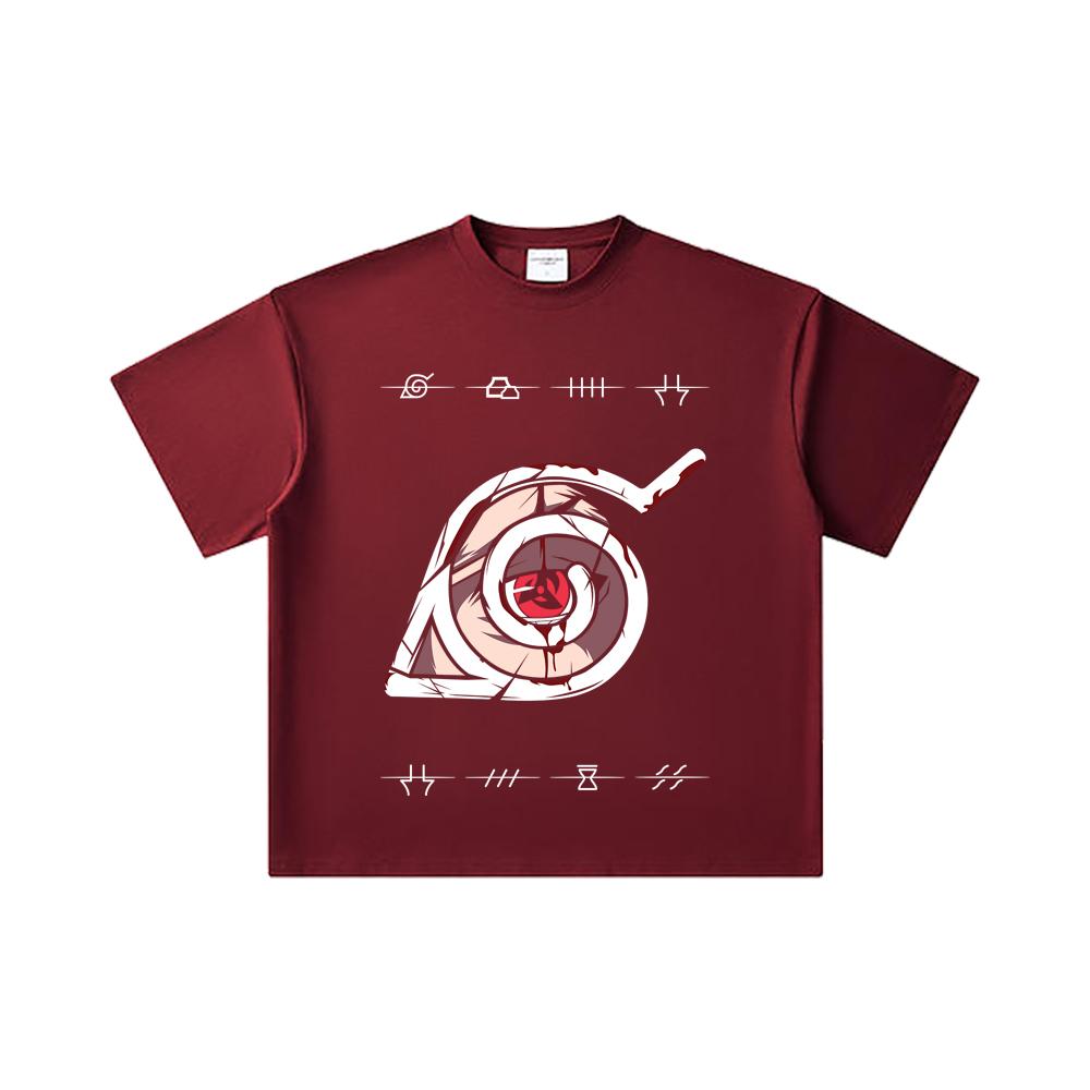 260 GSM Double Yarn 32 Count 100% Cotton Naruto V19 Sharingan Print Unisex Heavy Cotton T Shirt