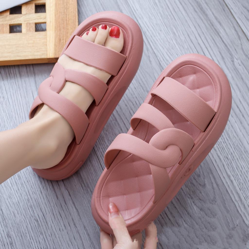 Neue Sommer Damen Modische Weiche Sohle Rutschfest Lässig Dicke Sohle PVC Strand Sandalen Hausschuhe