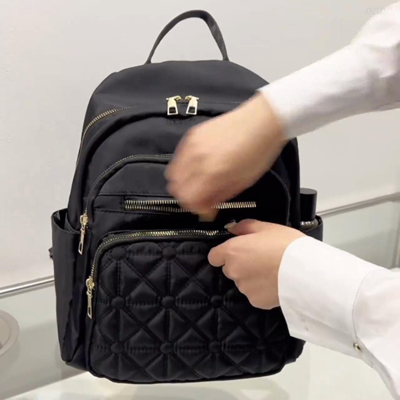 Women s Nylon Backpack Solid Color Travel Backpack AVE