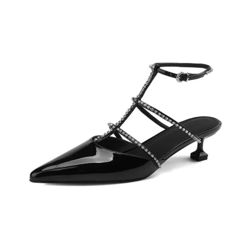 

Весенне-осенняя мода, новые сексуальные банкетные удобные однотонные женские туфли с пряжкой на высоком каблуке для свадьбы, Zapatos Mujer &888 &999 35