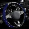 2 PCS Steering Wheel Cover, Segmented Car Wheel Covers With Crystal Rhinestones, Non-Slip Protector Bling Sparkly Decoration For Most Steering