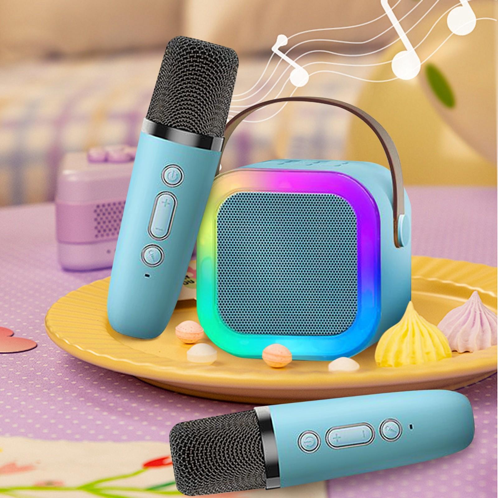 

Караоке-машина для дітей і дорослих, портативний динамік Bluetooth із 2 бездротовими мікрофонами, іграшки, різдвяні подарунки на Хелловін на день народження One Size