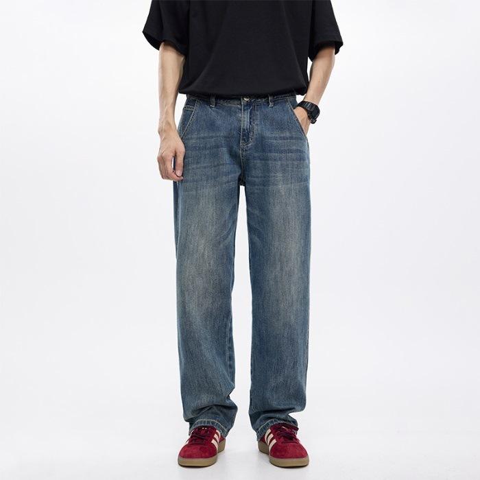 Spring and Summer New Men's Loose Straight American Casual Stretch Jeans Trousers Men