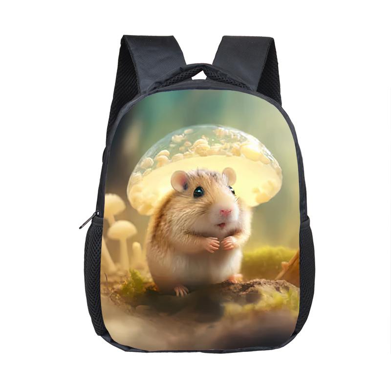 Cartoon Hamster / Pet Guinea Pig Print Backpack  Kids Schoolbags Boy Girl Kindergarten Baby Toddler Bookbag