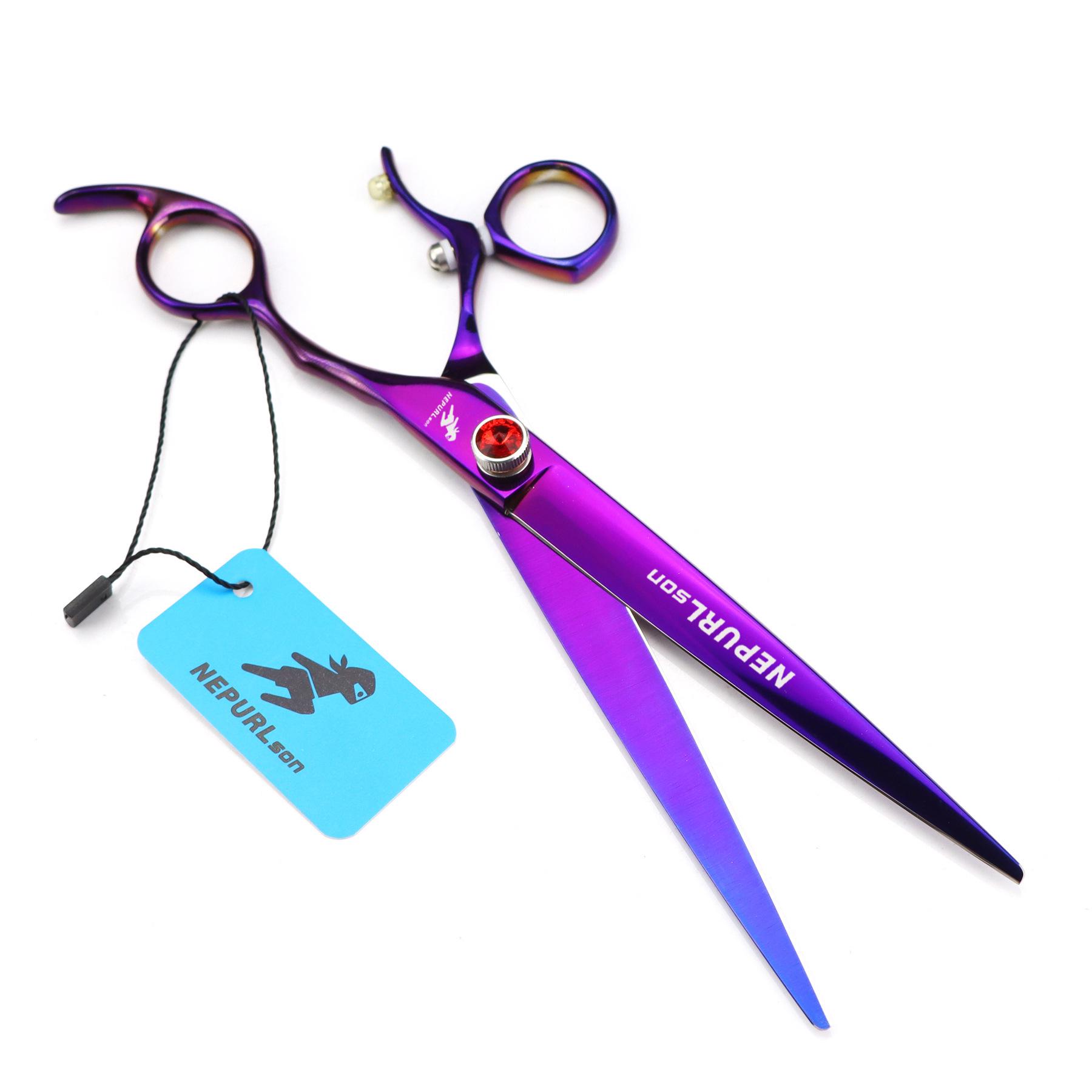8  Purple High-End Pet Grooming Shears with 360° Rotating Handle and Bag - ZBZ-80