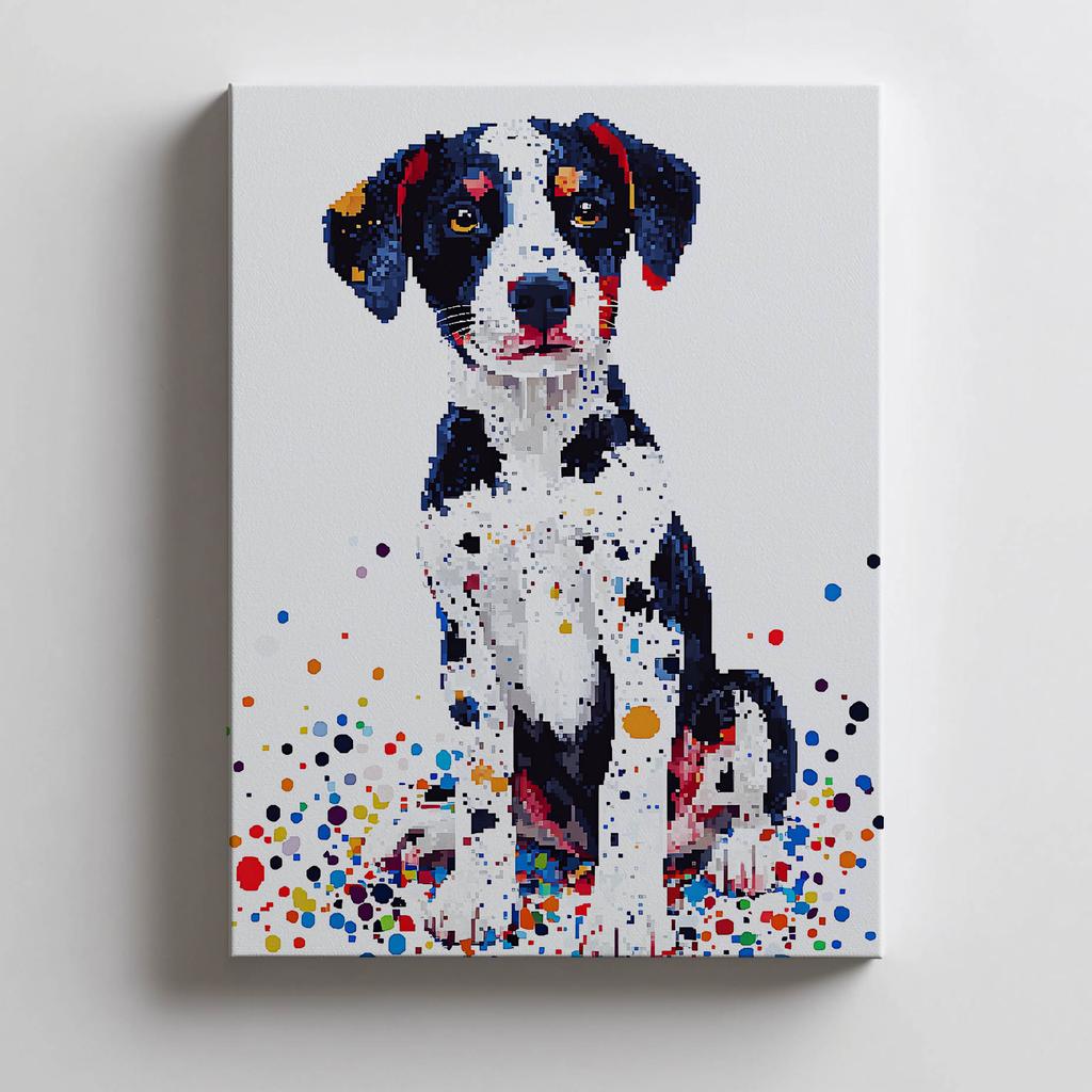 Plakat Z Psem W Kolorowej Mozaice Plakat Z Psem W Kolorowej Mozaice, 30X40 Cm, Rama Aluminiowa Czarna, Papier Matowy 230 Gsm