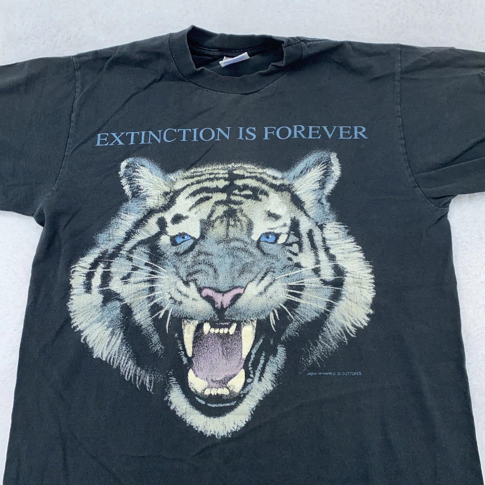

Vintage Tiger Extinction Is Forever Shirt Mens Small Animal Graphic 90s Tee 4XL