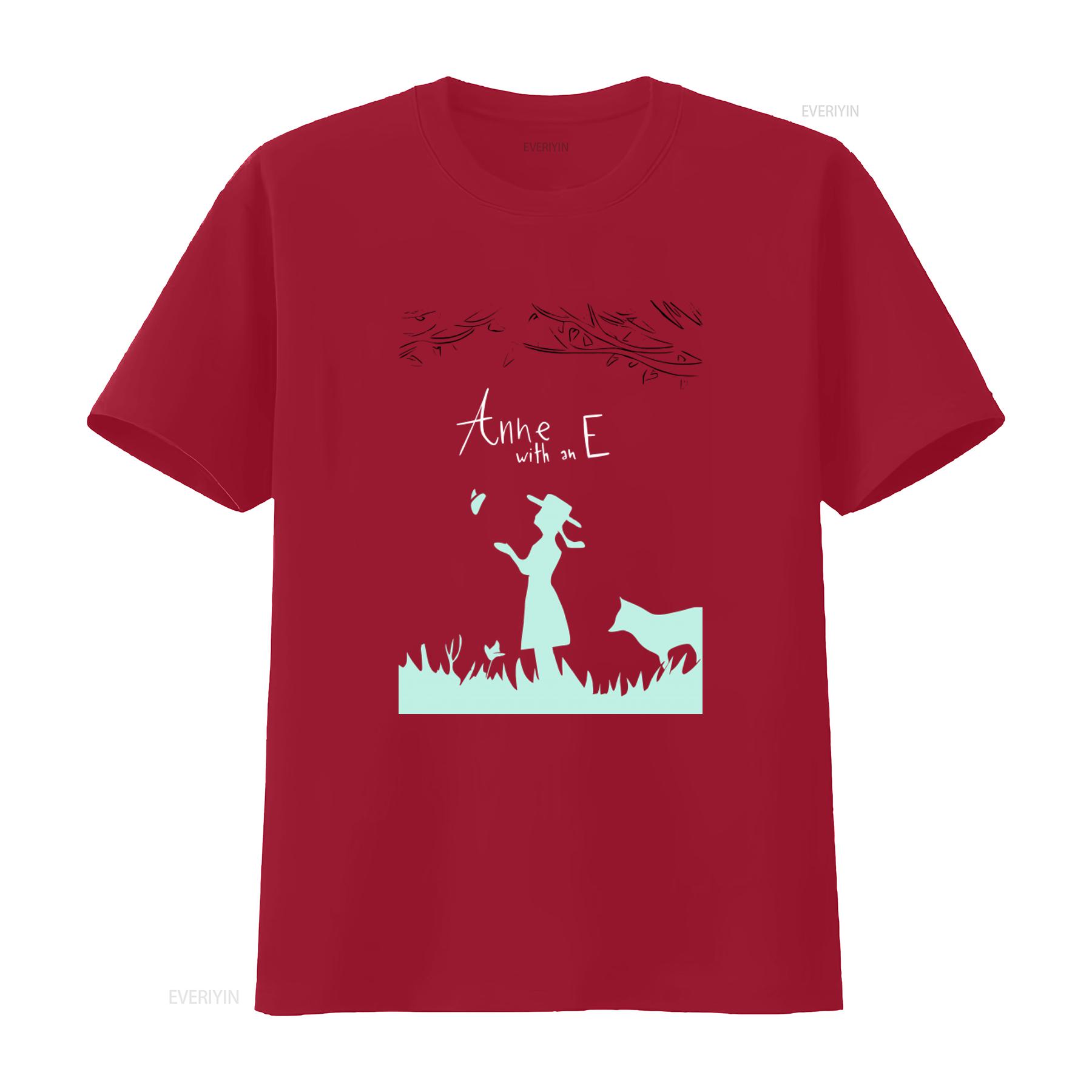 

Anne with an E from Green Gables Silhouette T Shirt for Women Girls Fashion Print vintage Washed Unisex homme Stylish Casual S