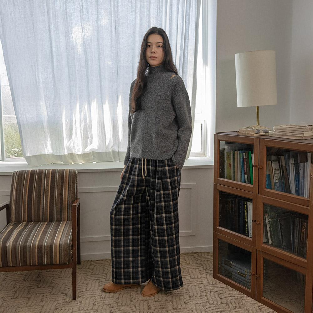 Laengsseon Ls_Plaid Straight-Leg Drawstring Pants_2Color