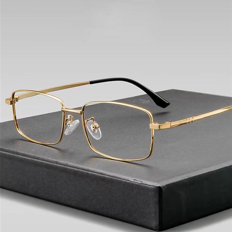 Neue Titanlegierung Gold Quadratischer Rahmen Brille Anti Blaulicht Lesebrille für Männer Frauen Mode Brillen
