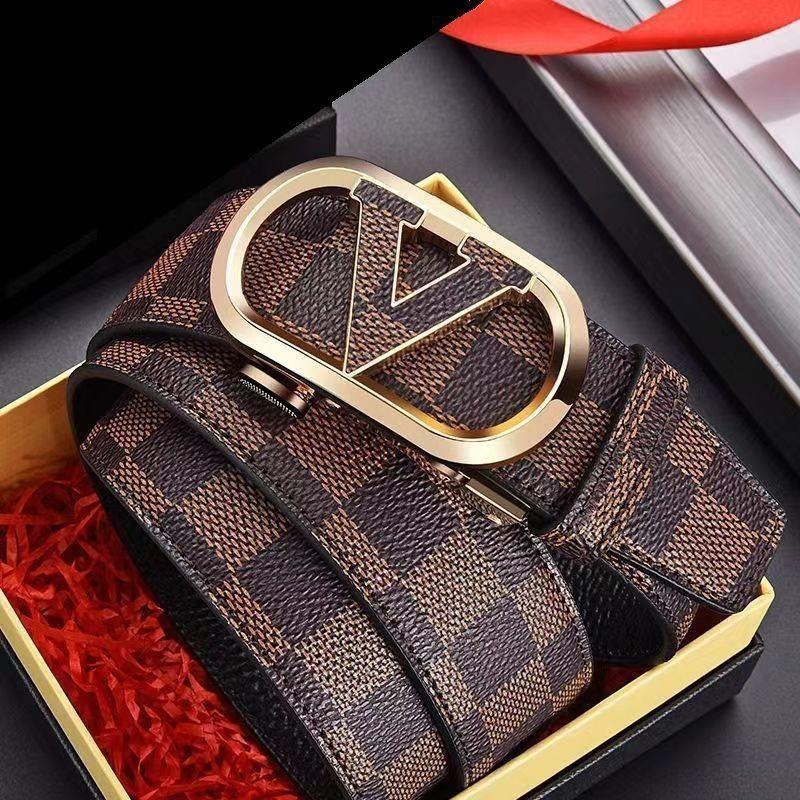 Men's Printed Graffiti Plaid Cowhide Belt with Automatic Buckle - XL Business Casual