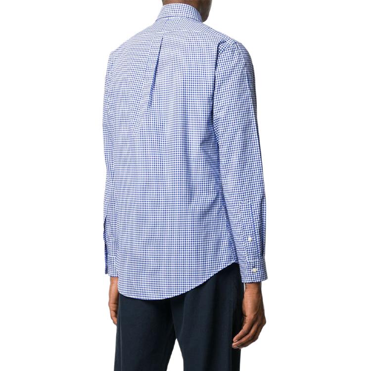 Polo Ralph Lauren Logo Embroidered Plaid Print Long Sleeve Shirt Men shirts Blue 710794610-001