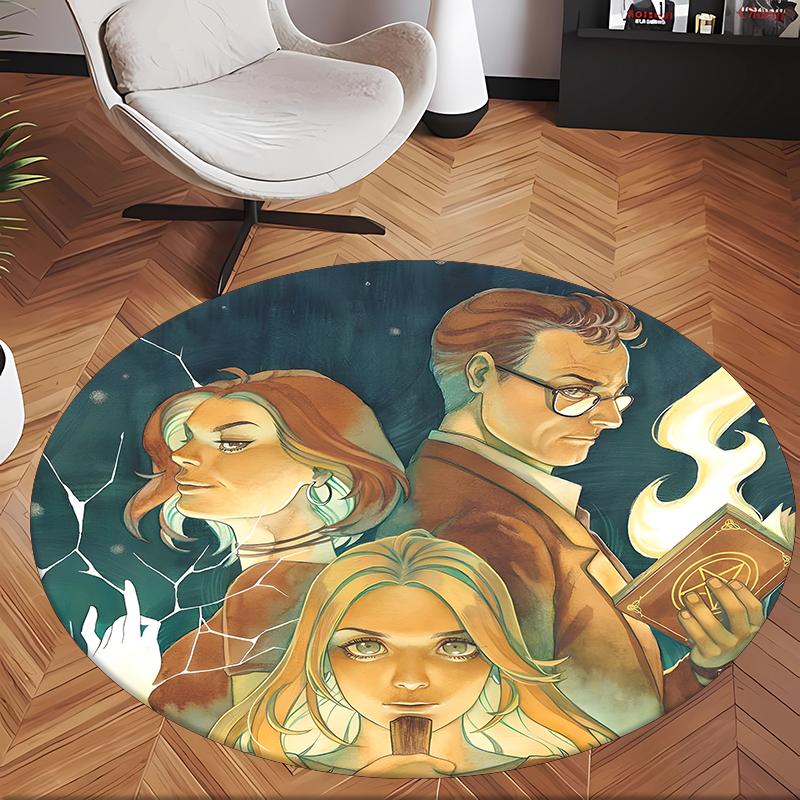 Buffy (19) Round Office Rug Decorative Floor Rug for Office Bedroom Living Room and Home Space