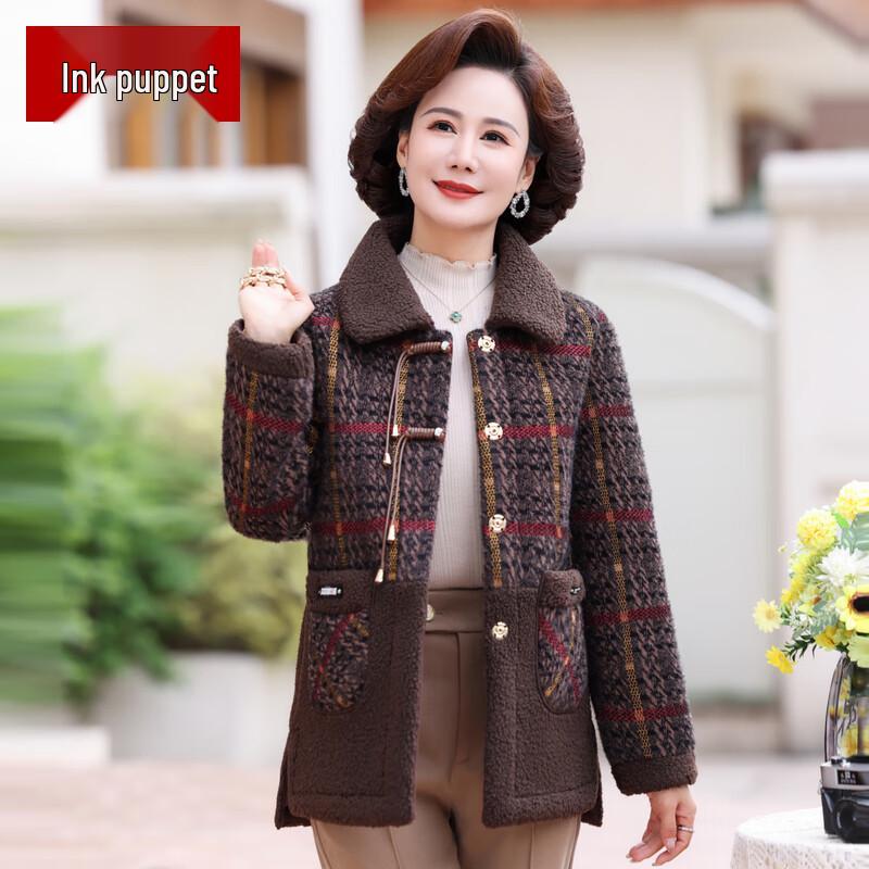 

Mooou Women s Plaid Fleece-Lined Short Jacket 5XL