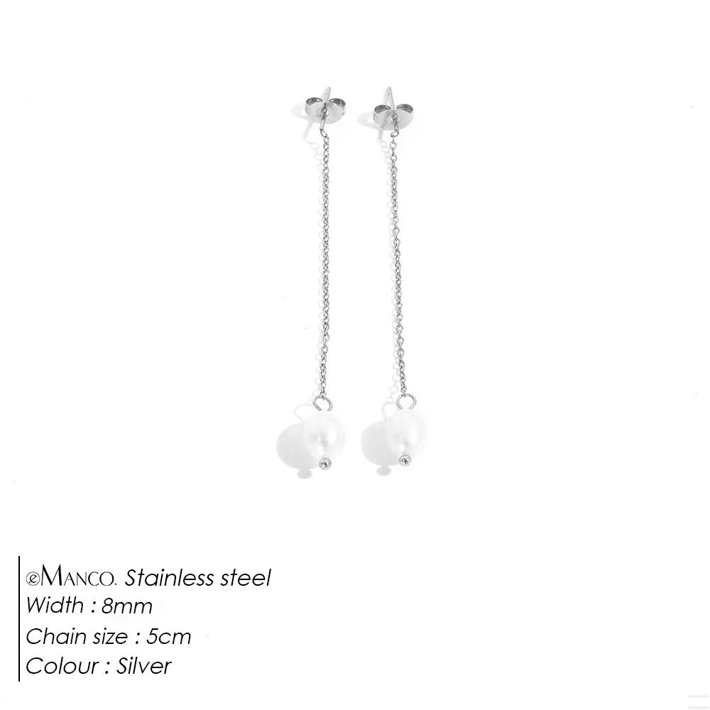 EMANCO Freshwater Pearl Earrings Stainless Steel Women's Jewelry Chain Drop Pierced Earrings Pearl Jewelry Set Gift Wholesale