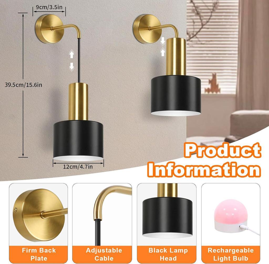 Wiederaufladbare Wandmontierte LED-Lampe für Schlafzimmer, Wohnzimmer, Flur und Treppenhaus