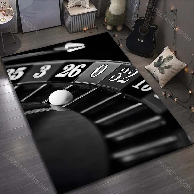 Black Game Turntable Printed Carpet for Bedroom Living Room Bedside Sofa Floor Mat Modern Home Decor Area Rug Large Size