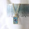 Colorful Enamel Tarot Card Necklace with Square Pendant On Copper Clavicle Chain