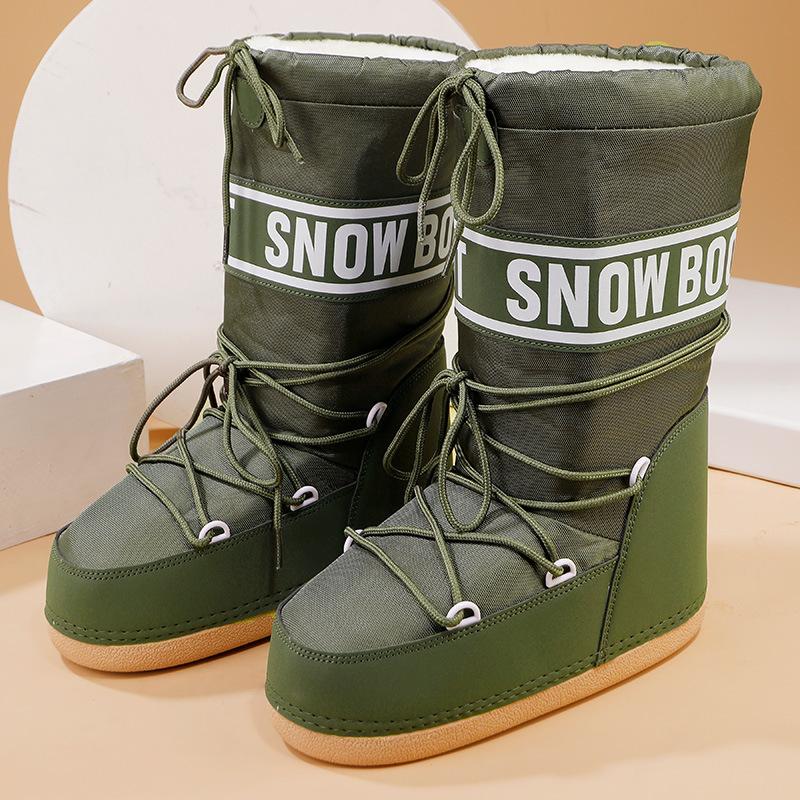 Cizme de zăpadă de iarnă, tip astronaut, la modă, cu vârf rotund, antiderapante, pentru femei, din catifea groasă, înalte