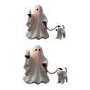 Ghost Pup Candle Holder Cute White Ghost Walking Dog Candlestick Resin Tabletop Figurine for Halloween Home Shelf Desk Decor
