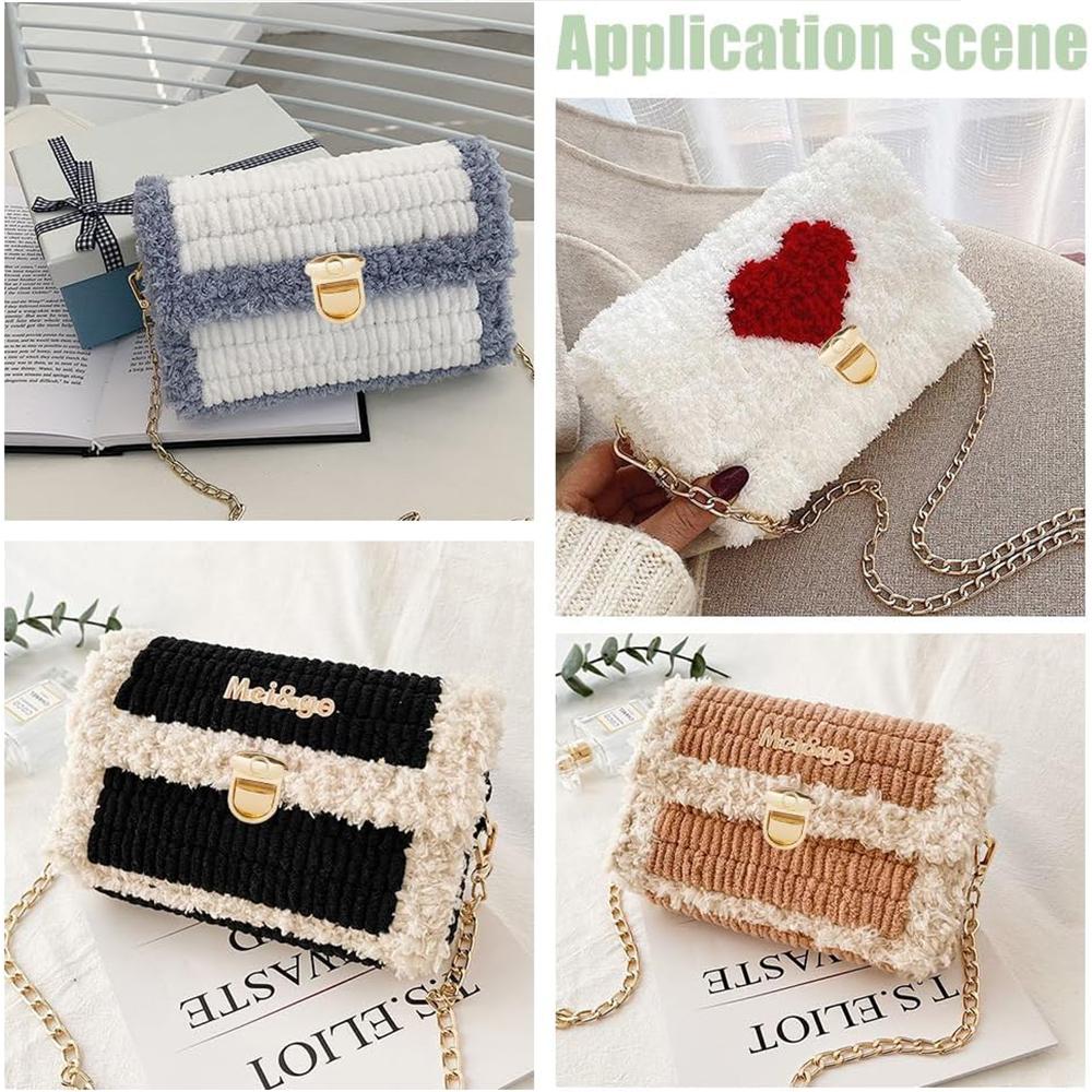 1Set Plastic Mesh Cloth DIY Bags Weaving Material Sheet Bag Grid Hook Metal Chain Buckle Knitting Crochet Handbag Accessories
