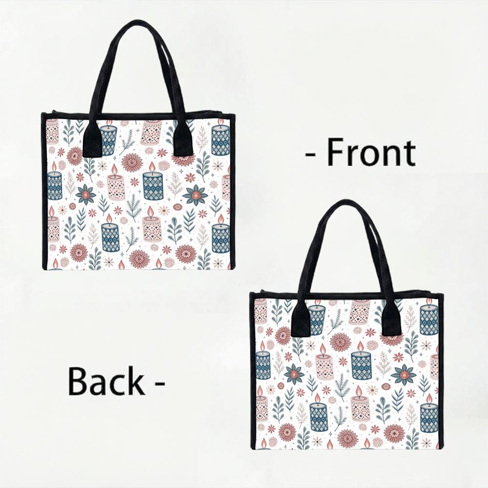 Bohemian Candle Print Tote Bag Casual Large Capacity Daily Handbag