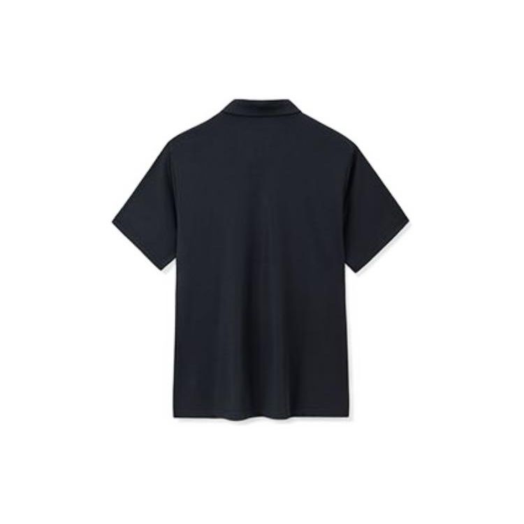 Anta Contrast Letter Brand Logo Print Sports Polo Shirt Men Tops Basic-Black 152321164-5